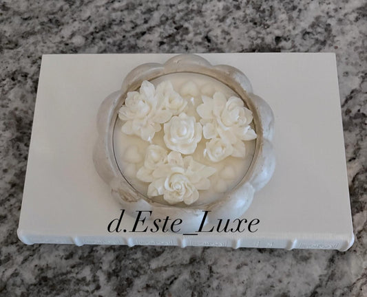 White Mixed Flower Candle